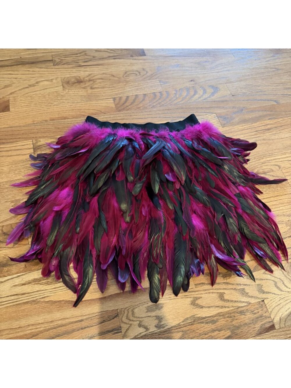 MIUCO WOMENS FUSHIA PINK BLACK FEATHER PULL ON SKIRT NEW XS